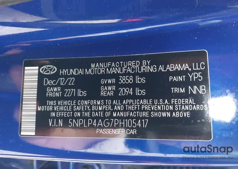 2023 Hyundai Elantra Limited from USA, damaged, VIN 5NPLP4AG7PH105417
